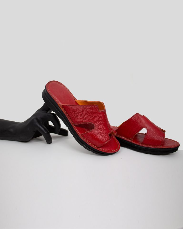 صندل چرمی دست‌دوز زنانه مدل «کلاسیک 104» – رنگ قرمز